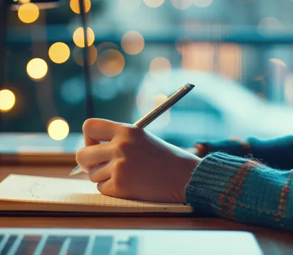 مكتب عمل عليه دفتر وحاسوب محمول